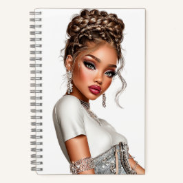 Denim korset glam meisje spiraal notebook notitieboek