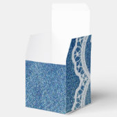 Denim & Lace Bedrukte Trouw Favor Dozen Custom Bedankdoosjes (Geopend)