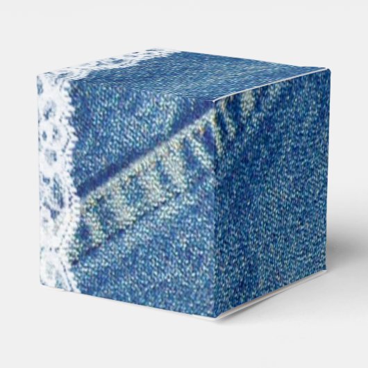 Denim & Lace Bedrukte Trouw Favor Dozen Custom Bedankdoosjes (Achterkant)