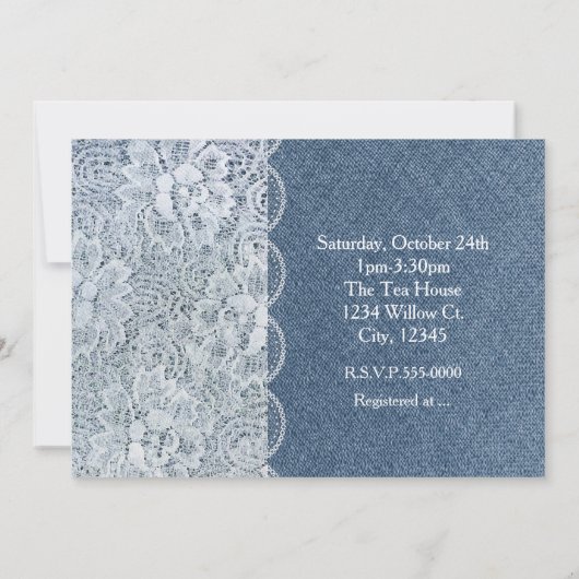 Denim & Lace Bruiloft uitnodiging voor een rustiek (Achterkant)