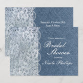 Denim & Lace Bruiloft uitnodiging voor een rustiek (Voorkant / Achterkant)