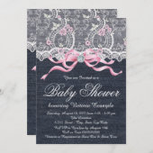Denim Lace Diamond Bow Baby shower Kaart (Voorkant / Achterkant)