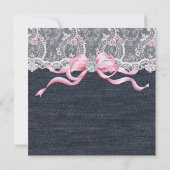 Denim Lace Diamond Bow Baby shower Kaart (Achterkant)