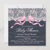 Denim Lace Diamond Bow Baby shower Kaart (Voorkant)