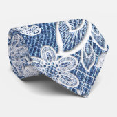 Denim Lace Floral Mode Stropdas (Opgerold)