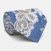 Denim Lace - Ivory Pearls - Herhaal Koppeling Stropdas (Opgerold)