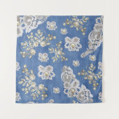 Denim- Lace - Ivory Pearls Herhalen Wandkleed (Voorkant)