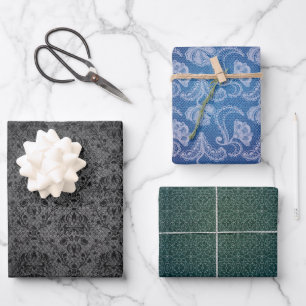 Denim Lace Mode Designer Texture Inpakpapier Vel