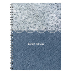 Denim & Lace Personalized Rustic Journal Notitiebo Notitieboek