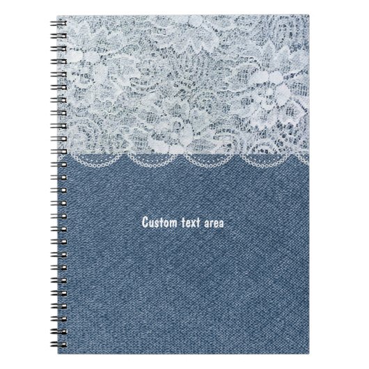 Denim & Lace Personalized Rustic Journal Notitiebo Notitieboek (Voorkant)