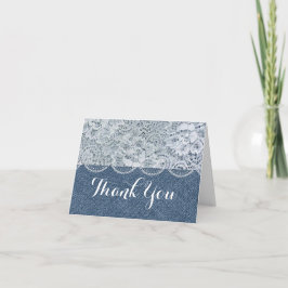 Denim & Lace Rustic Dank U Vouwkaart Bedankkaart