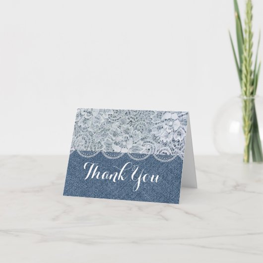 Denim & Lace Rustic Dank U Vouwkaart Bedankkaart (Voorkant)
