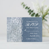 Denim & Lace Rustic Romance Trouw RSVP Kaart (Staand voorkant)