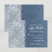Denim & Lace Rustic Romance Trouw RSVP Kaart (Voorkant / Achterkant)