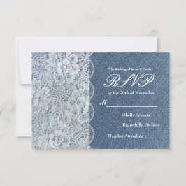 Denim & Lace Rustic Romance Trouw RSVP Kaart