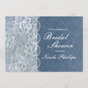Denim & Lace Rustieke Bruidsdouche Feest Uitnodigi Kaart