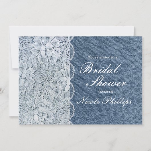 Denim & Lace Rustieke Bruiloft Feest Uitnodiging (Voorkant)