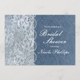 Denim & Lace Rustieke Bruiloft Feest Uitnodiging