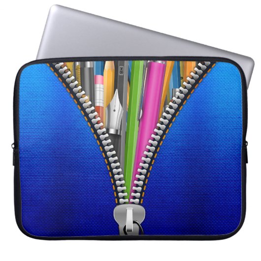 Denim Laptoptas met ritssluiting Graphic Laptop Sleeve (Voorkant)