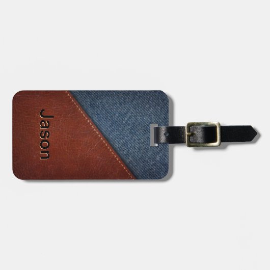  Denim Leather Bagagelabel (Voorkant horizontaal)