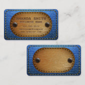 Denim lederen gestikte achtergrond visitekaartje (Voorkant / Achterkant)