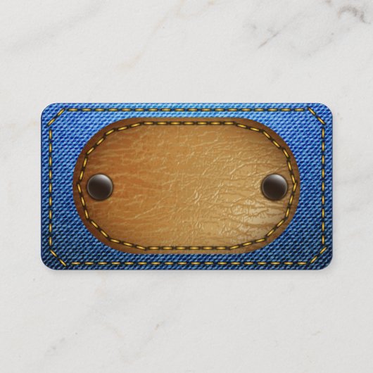 Denim lederen gestikte achtergrond visitekaartje (Achterkant)