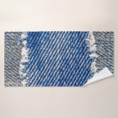Denim lijst. Gedrukt denimweefsel met rand Badhanddoek (Badhanddoek)