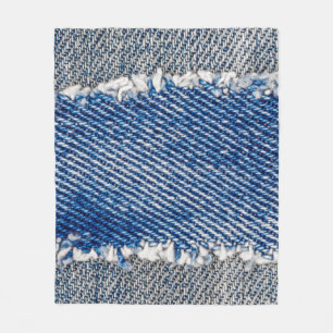 Denim lijst. Gedrukt denimweefsel met rand Fleece Deken