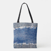 Denim lijst. Gedrukt denimweefsel met rand Tote Bag (Achterkant)