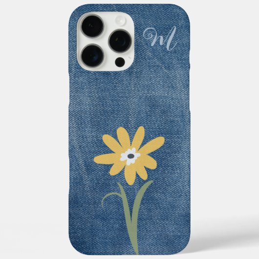 Denim Look Daisy Monogram Case-Mate iPhone Case (Achterkant)