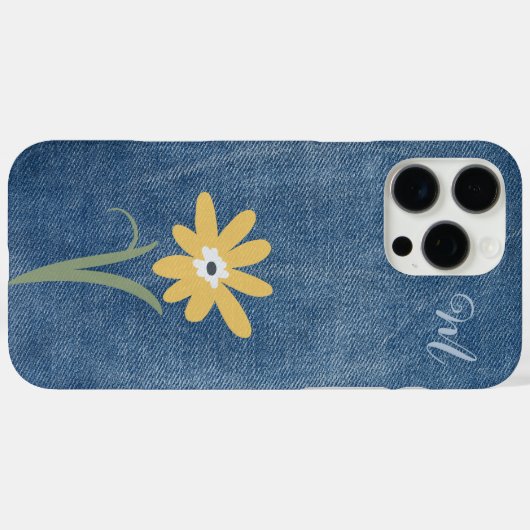 Denim Look Daisy Monogram Case-Mate iPhone Case (Achterkant (horizontaal))