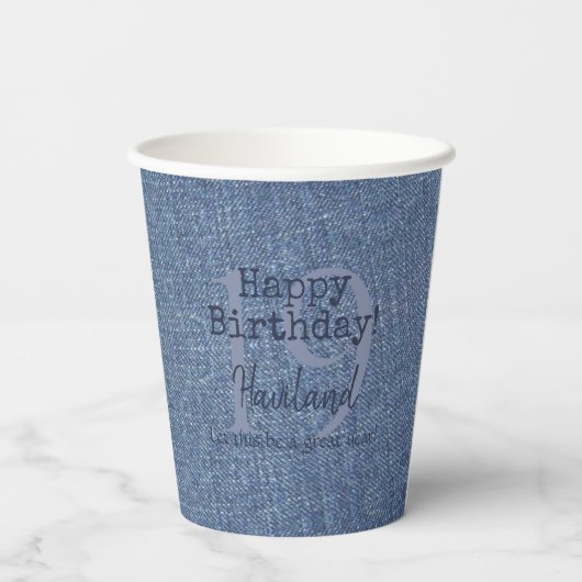 Denim look  Paper Cups HAMbyWG Papieren Bekers (Achterkant)