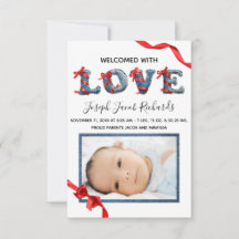 Denim Love -  3x5 Geboorteaankondiging