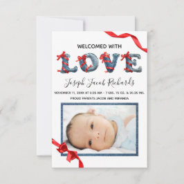 Denim Love -  3x5 Geboorteaankondiging Aankondiging
