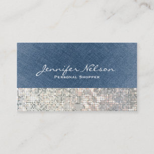 Denim Lovertjes Glitter Glamour Glam Businesskaart Visitekaartje
