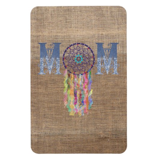 Denim mama met Lace Dreamweaver op Faux Burlap Magneet (Verticaal)