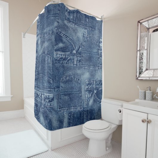 Denim-materiaal Douchegordijn (In situ)