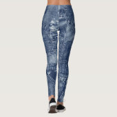 Denim materiaal in een patchwork pocket patroon. leggings (Achterkant)