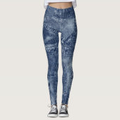 Denim materiaal in een patchwork pocket patroon. leggings (Voorkant)