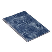 Denim materiaal in een patchwork pocket patroon. notitieboek (Rechterzijde)