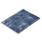 Denim materiaal in een patchwork pocket patroon. notitieboek (Linkerzijde)