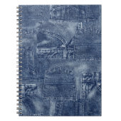 Denim materiaal in een patchwork pocket patroon. notitieboek (Voorkant)