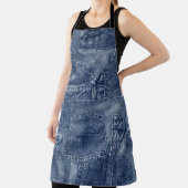 Denim materiaal in een patchwork pocket patroon. schort (Insitu)