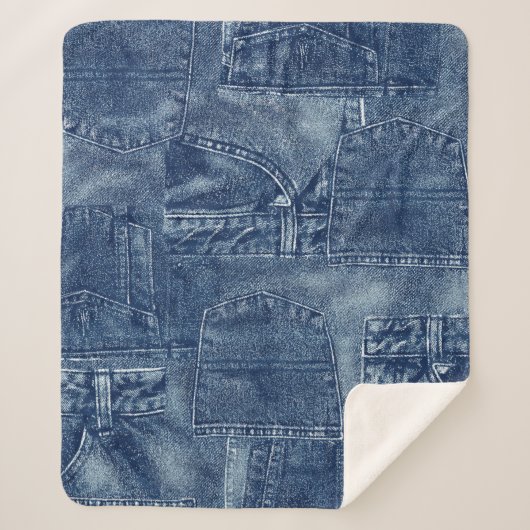 Denim-materiaal Sherpa Deken (Voorkant)