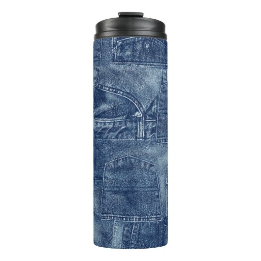 Denim material, thermosbeker (Voorkant)