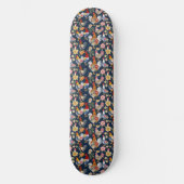 Denim met bloemenpatchwork kippen op de marine persoonlijk skateboard (Voorkant)