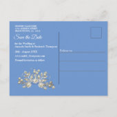 Denim met Cream Flower Kant en een Kitten Aankondigingskaart (Achterkant)