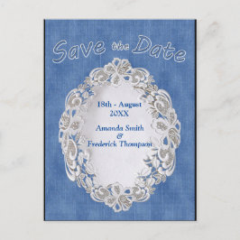 Denim met Cream Flower Lace Aankondigingskaart