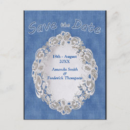 Denim met Cream Flower Lace Aankondigingskaart