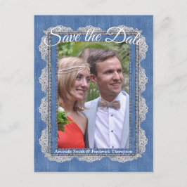 Denim met Cream Flower Lace Aankondigingskaart